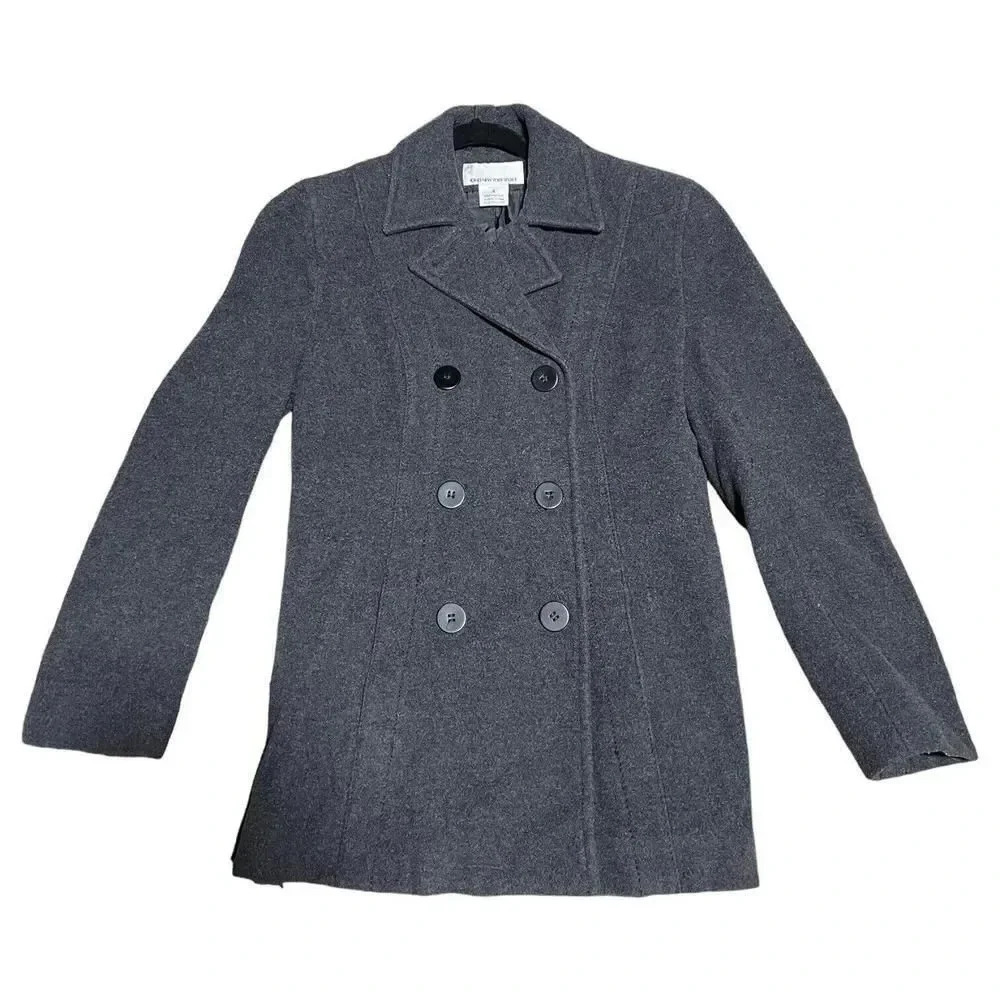 Jones New York Sport Women's Pea Coat Size 4 Charcoal Gray Wool Cashmere Winter
